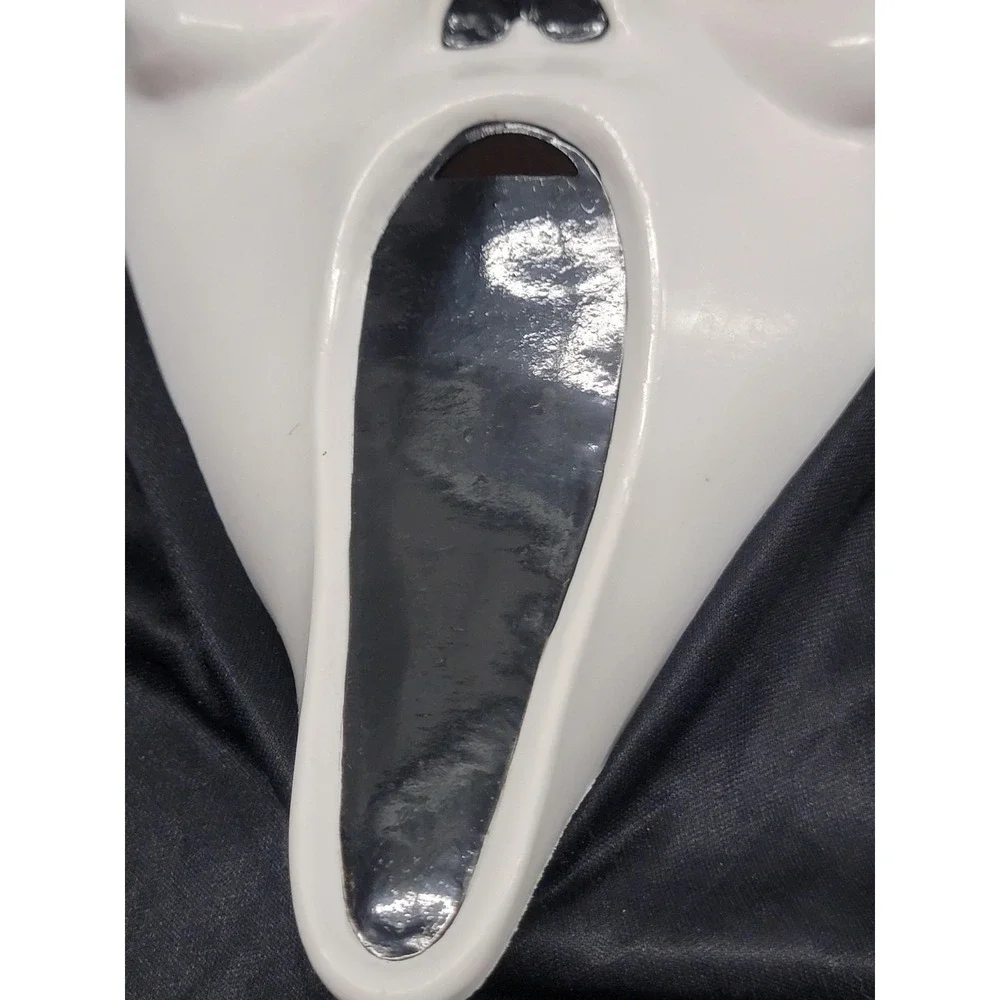 Vintage Ghost Face Fun World EU Scream Mask Black Hood Costume Adult One‎ Sz 90s